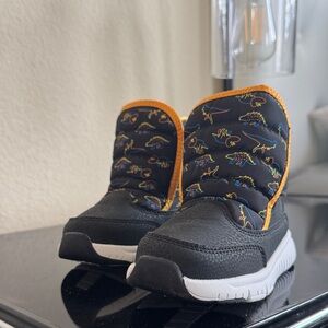 Dinosaur Adventure Kids Boots - Black and Orange
